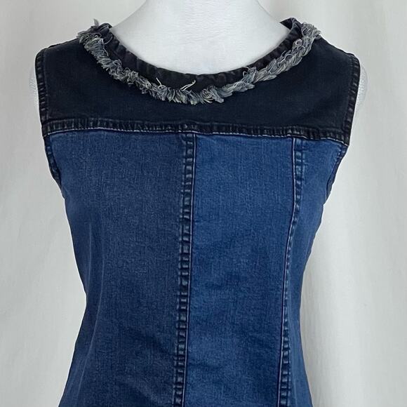 Hope & Harlow Blue Jean Denim Patchwork Boho Chic Western Dress NWOT Size 10 - Picture 3 of 13